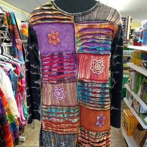 Hand Stitched Multi color Nepal Hippie Long Shirt
